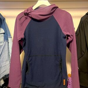 Purple and Navy Melanzana Microgrid hoodie